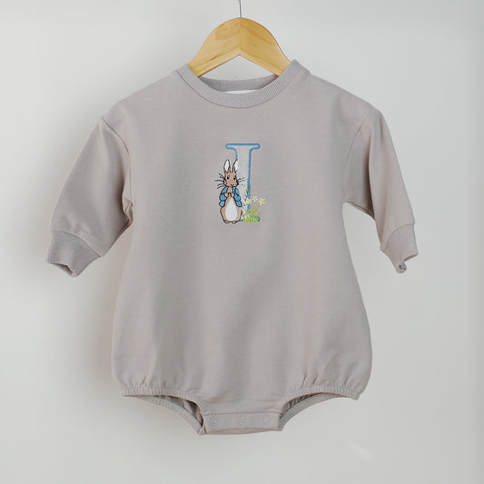 BUBS BUBBLE ROMPER: COTTON TAIL AND PETER RABBIT MINKY MONOGRAM