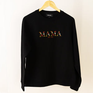 Black Raglan with Mama embroidered in Autumn Floral Palette