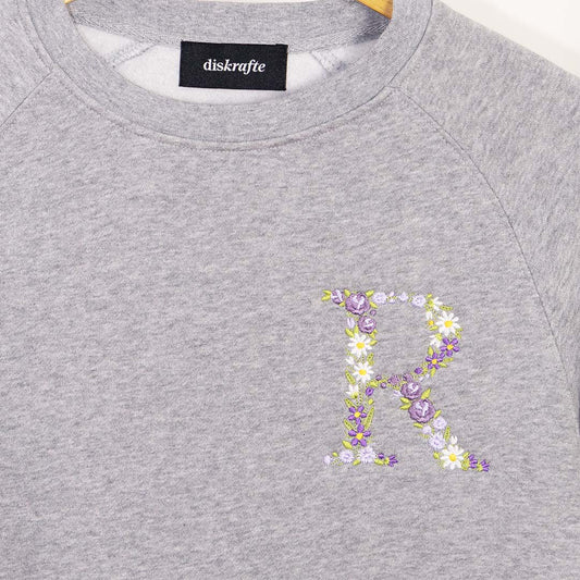 FLORAL MONOGRAM: RAGLAN CREW SWEATSHIRT
