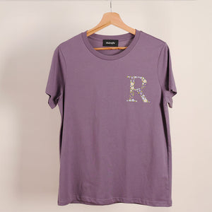 Mauve Maple Tee with R embroidered in Purple Vibe