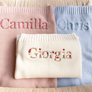 Personalised Organic Knitted Baby Blanket