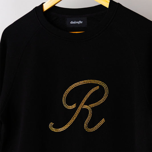 BEAD-EMBELLISHED MONOGRAM: RAGLAN CREW SWEATSHIRT