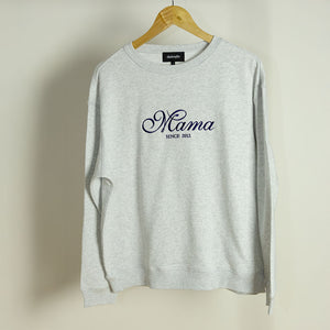 White Marle Premium Crew embroidered with Mama in Cursive Font