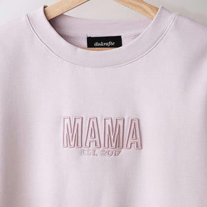 Closer shot of mama in 3D puff narrow font