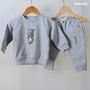 Embroidered Peter Rabbit and J Monogram in Minky Applique 