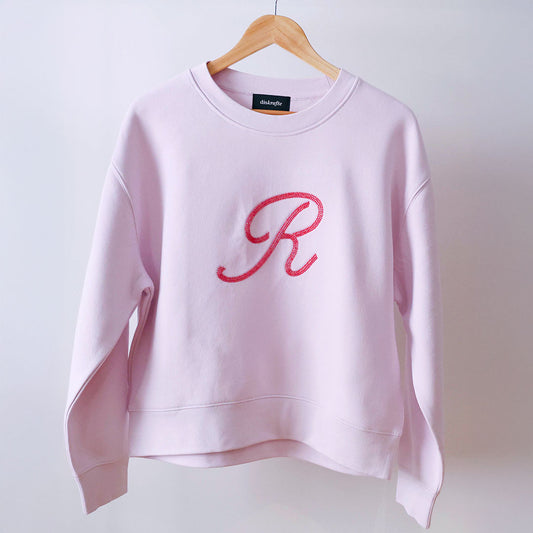 BEAD-EMBELLISHED MONOGRAM: RELAX CREW SWEATSHIRT