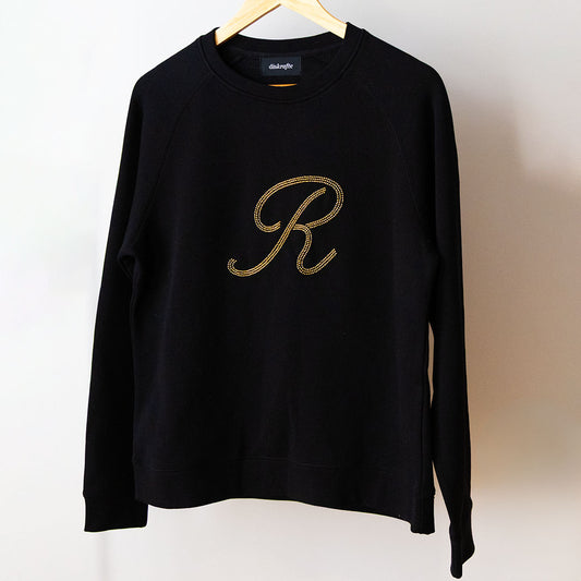 BEAD-EMBELLISHED MONOGRAM: RAGLAN CREW SWEATSHIRT